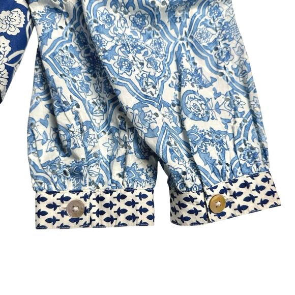 Soft Surroundings | Women | Capelle Embroidered Eyelet Button Up Shirt | Medium - Picture 14 of 15